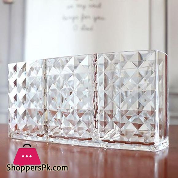 Acrylic Cosmetic Storage Box Makeup Brush Holder Organizer Lipstick Eyebrow Pencil Bathroom Storage Display Stand Diamond