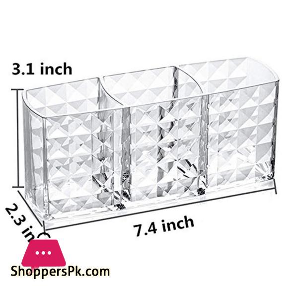 Acrylic Cosmetic Storage Box Makeup Brush Holder Organizer Lipstick Eyebrow Pencil Bathroom Storage Display Stand Diamond