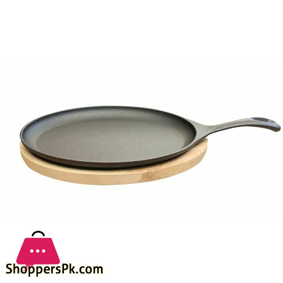 Cast Iron Sizzler Pan Oval Cast Iron Fajita Pan Cast Iron Serving Plate Dish 24-CM