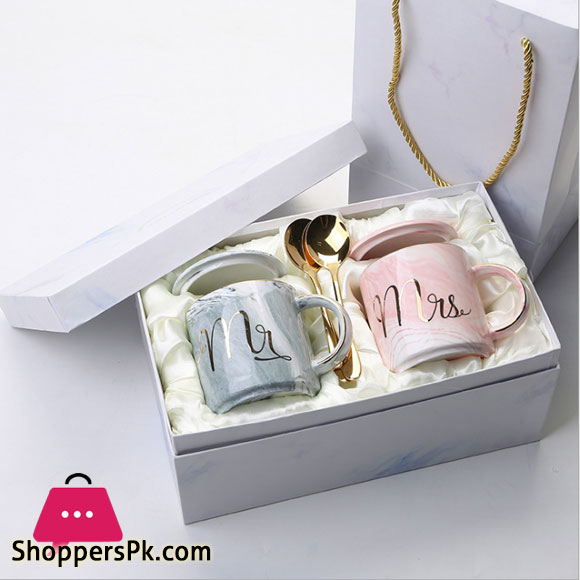 Ceramic 2 Pcs set Mr & Mrs Couple Mug Gift Box
