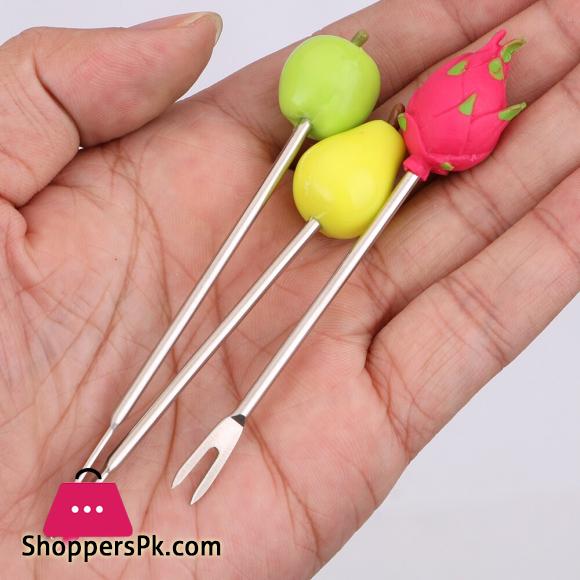 Cute Fruit Pattern Fruit Fork Creative Party Decoration Stainless Steel Snack Cake Dessert Food Fork