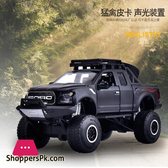 Die Cast Metal Children Toys Car Model Vehicle 1:32 for Ford Raptor Big Foot Pick-Up Truck with Sound Light