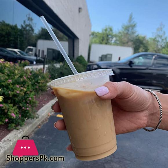 Disposable Plastic Cups with Dome Lid for Cold Iced Drink Coffee Tea Smoothie Soda Party Drinkware