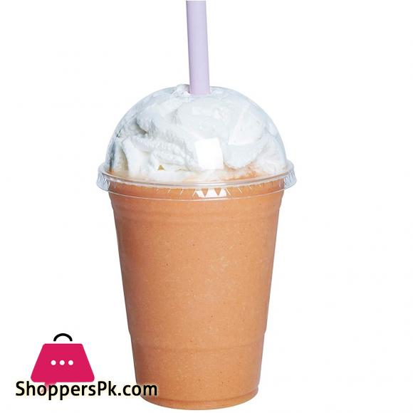 Disposable Plastic Cups with Dome Lid for Cold Iced Drink Coffee Tea Smoothie Soda Party Drinkware
