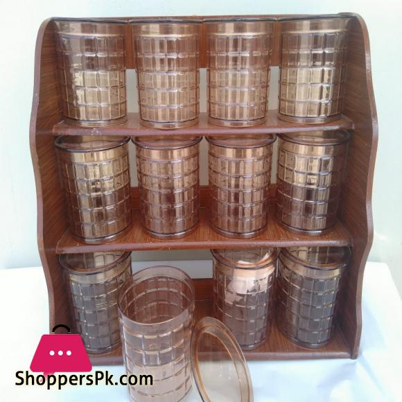 Galaxy Wood Masala Rack 12 Pcs Set