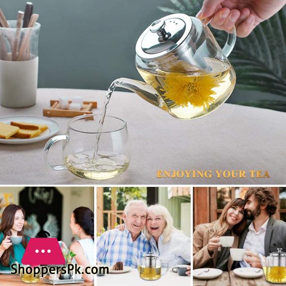 Glass Teapot with Removable Infuser - 1000ml Tea Kettle Stovetop Safe Glass Teapot with Lid for Loose Leaf Tea and Blooming Tea
