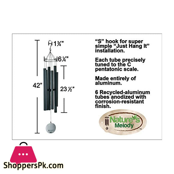 Natures Melody Aureole Tunes Wind Chimes – Outdoor Windchime with 6 Tubes Tuned to C Pentatonic Scale, 100% Rustproof Aluminum, Powder Finish & S Hook Hanger for Sympathy, Memorial Gift or Zen Garden