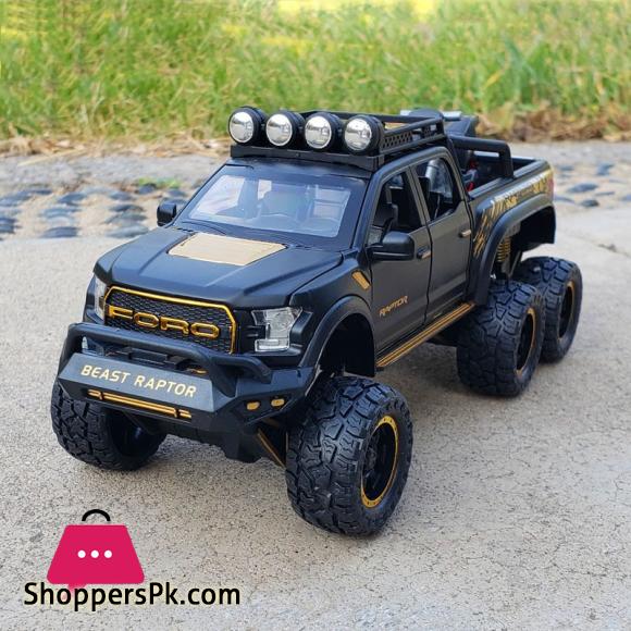New 1:28 Ford Raptor F150 Alloy Diecast Car Model Toys Sound Light Toy Pickup Truck Pull Back Vehicle For Children