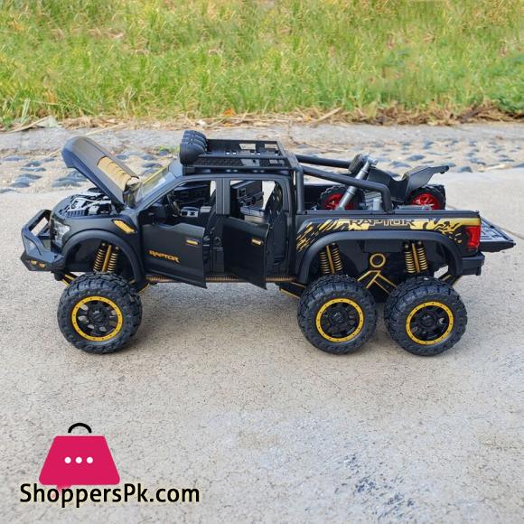 New 1:28 Ford Raptor F150 Alloy Diecast Car Model Toys Sound Light Toy Pickup Truck Pull Back Vehicle For Children
