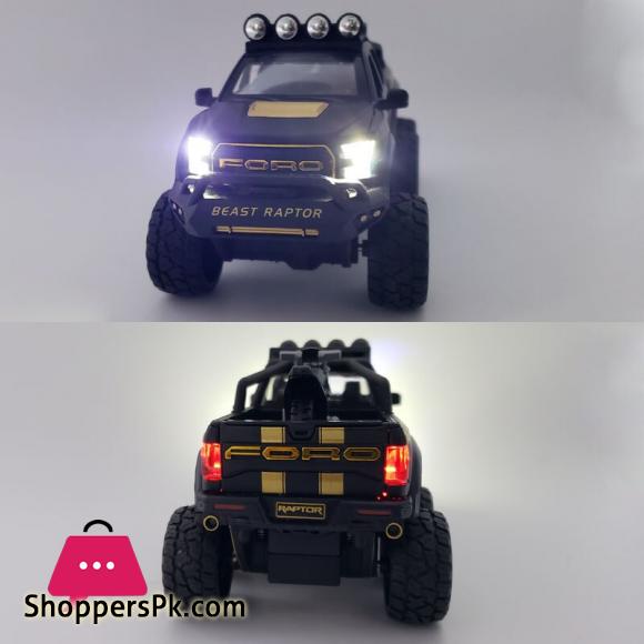 New 1:28 Ford Raptor F150 Alloy Diecast Car Model Toys Sound Light Toy Pickup Truck Pull Back Vehicle For Children