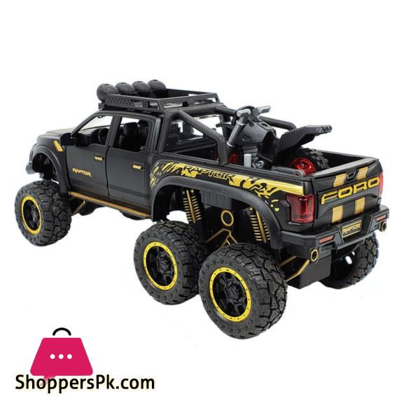 New 1:28 Ford Raptor F150 Alloy Diecast Car Model Toys Sound Light Toy Pickup Truck Pull Back Vehicle For Children