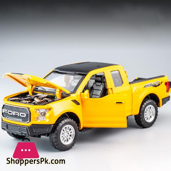 New 1:32 Ford Raptor F150 Big Wheel Alloy Diecast Car Model With With Sound Light Pull Back Car Toys For Children Gift