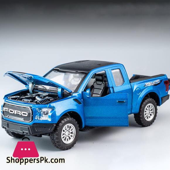 New 1:32 Ford Raptor F150 Big Wheel Alloy Diecast Car Model With With Sound Light Pull Back Car Toys For Children Gift