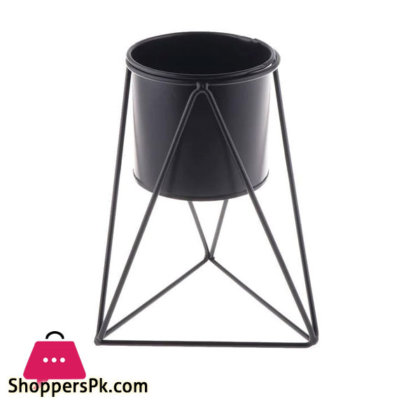 Nordic Creative Metal Flower Pot Indoor Balcony Desktop Planters Home Decoration Flower Stand - Black
