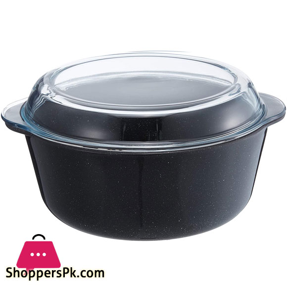 Pasabahce Borcam Granite Round Glass Casserole with Transparent Cover - 59003-94