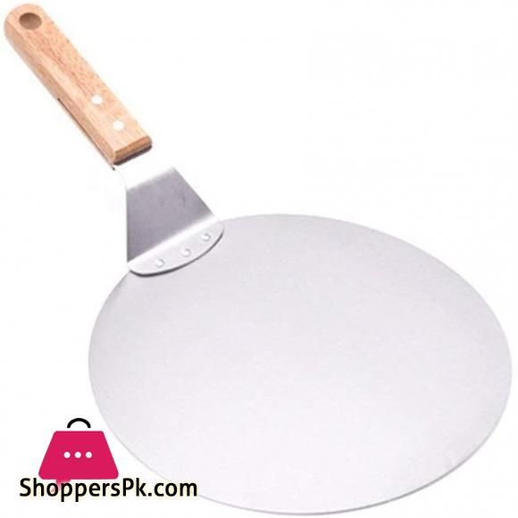 Pizza Pie Server Pizza Turner, Wood Handle, Stainless-Steel Pizza Paddle for Homemade Pizza and Bread Pies and Cookies (Wooden handle)