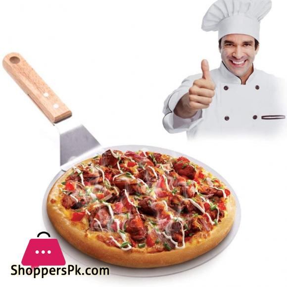 Pizza Pie Server Pizza Turner, Wood Handle, Stainless-Steel Pizza Paddle for Homemade Pizza and Bread Pies and Cookies (Wooden handle)