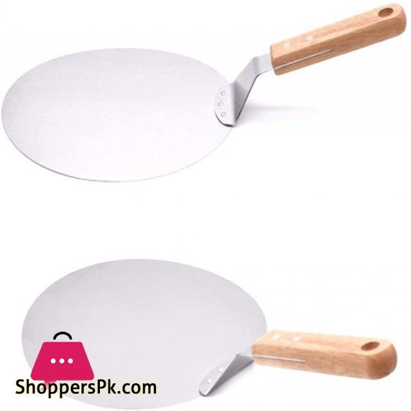 Pizza Pie Server Pizza Turner, Wood Handle, Stainless-Steel Pizza Paddle for Homemade Pizza and Bread Pies and Cookies (Wooden handle)
