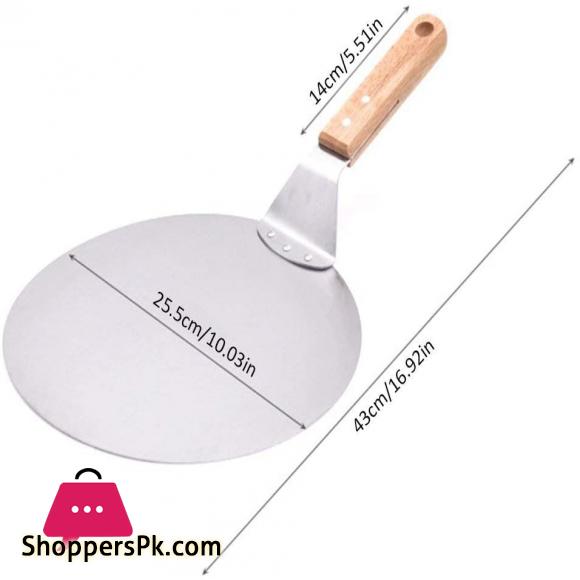 Pizza Pie Server Pizza Turner, Wood Handle, Stainless-Steel Pizza Paddle for Homemade Pizza and Bread Pies and Cookies (Wooden handle)