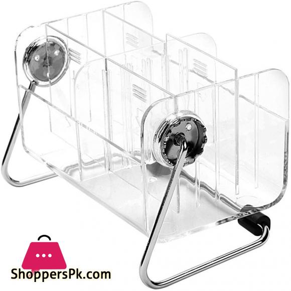 Remote Control Caddy Organizer, Clear Acrylic Desktop Media Storage Holder, 6 Slots