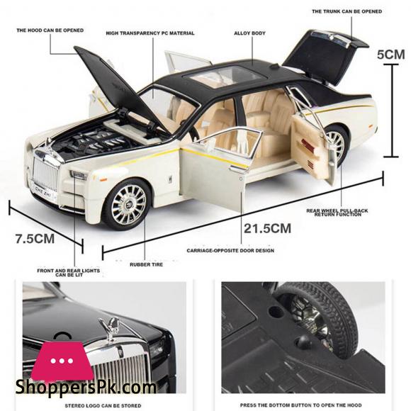 Rolls Royce Phantom Model Car Toy With Light Pull Back 22cm Metal Simulation Toys Vehicle For Childrens Gifts 1:24