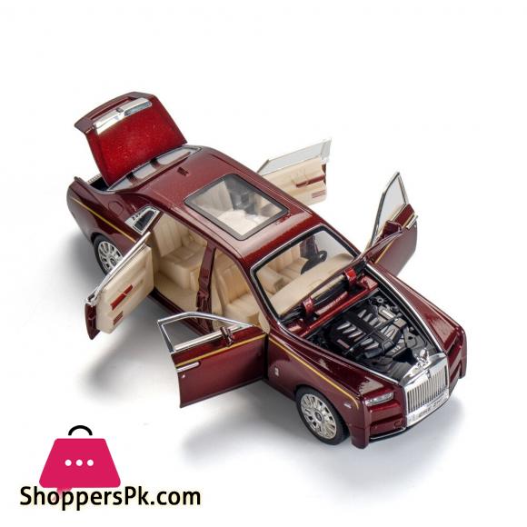 Rolls Royce Phantom Model Car Toy With Light Pull Back 22cm Metal Simulation Toys Vehicle For Childrens Gifts 1:24