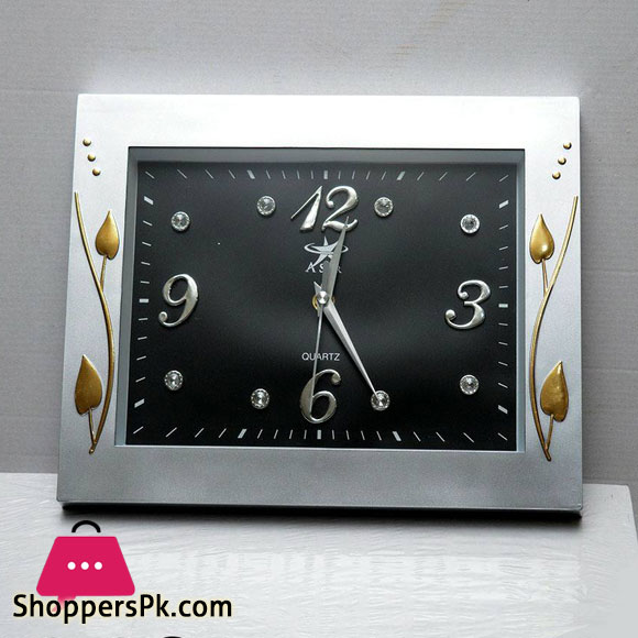 Silver & Black Color Square Wall Clock