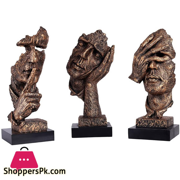 Smart Creative Statues Silencer Figurines Home Decorations for Living Room Resin Statues Thinkers Sculpture Home Decor ( 3 Pcs Set)