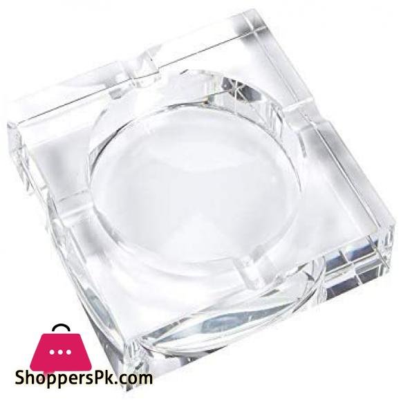 Square Crystal Cigar Ashtray With 4 Slots and Gift Box (7.1 x 1.46 x 7.1 In)