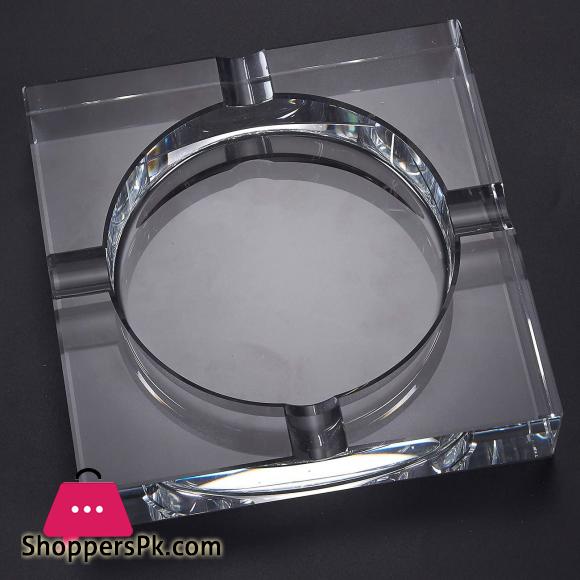 Square Crystal Cigar Ashtray With 4 Slots and Gift Box (7.1 x 1.46 x 7.1 In)