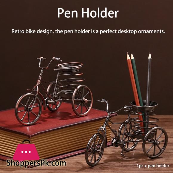 Storage Home Decor Tricycle Shape Pen Holder Iron Desk Organizer