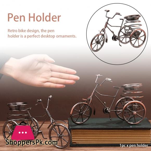 Storage Home Decor Tricycle Shape Pen Holder Iron Desk Organizer