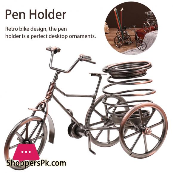 Storage Home Decor Tricycle Shape Pen Holder Iron Desk Organizer