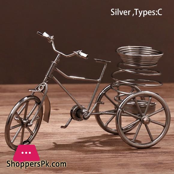 Storage Home Decor Tricycle Shape Pen Holder Iron Desk Organizer