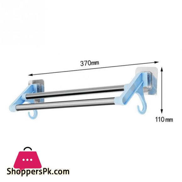 Towel Racks Double Sticks Holders Stainless Steel Wall mounted Towel Rail Rack Bathroom Kitchen Punch free Storage Shelf