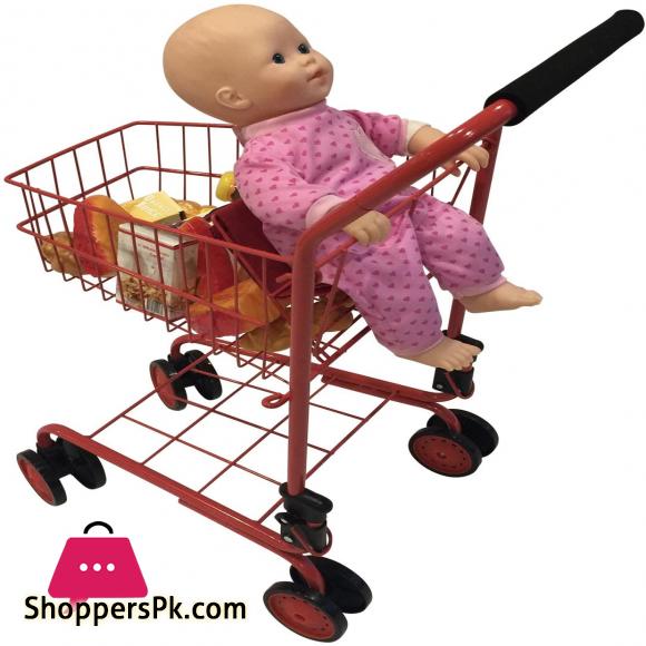 Toy Shopping Cart for Kids and Toddler - Includes Food - Folds for Easy Storage - High Quality Metal Frame