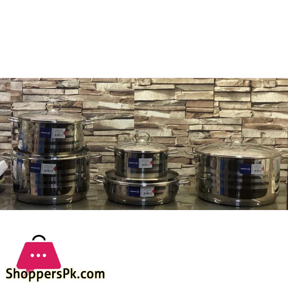Korkmaz Turkish Stainless Steel Cooking Pot Service Set Original 10 Pieces ASTRA A-1901