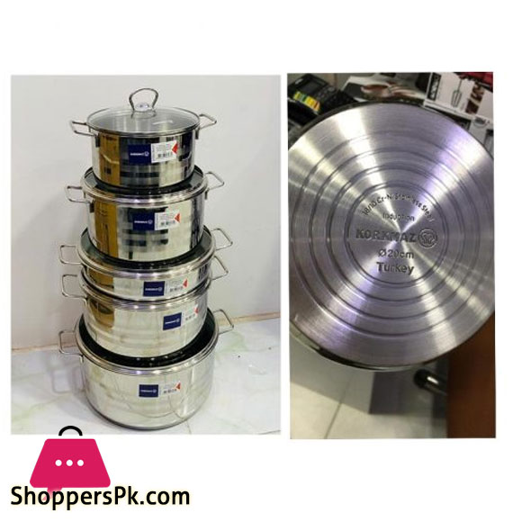 Korkmaz Turkish Stainless Steel Cooking Pot Service Set Original 10 Pieces ASTRA A-1901