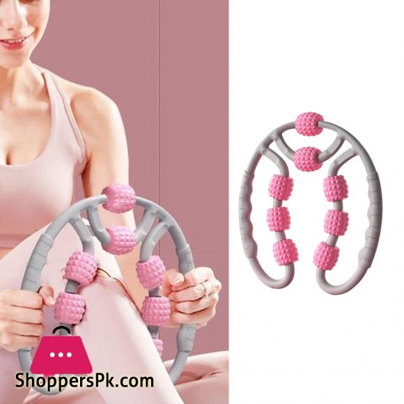 U Shape Trigger Point Massage Roller Arm Leg Neck Muscle Tissue Fitness Gym Yoga Pilates Sports 8 Wheels