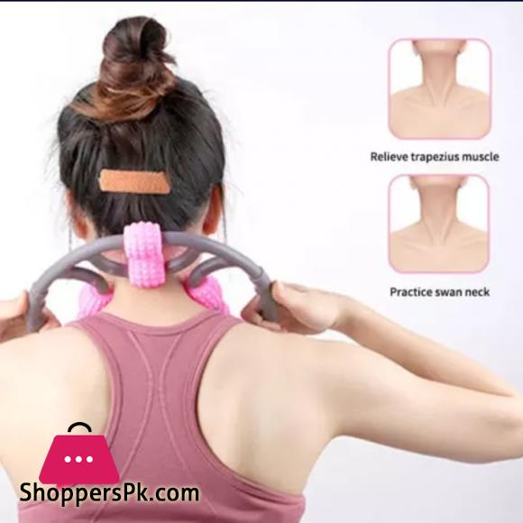 U Shape Trigger Point Massage Roller Arm Leg Neck Muscle Tissue Fitness Gym Yoga Pilates Sports 8 Wheels