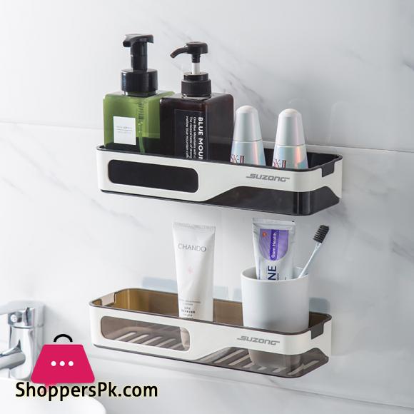 Wall Mounted Bathroom Organizer Shelf Cosmetic Shampoo Storage Rack Kitchen Plastic Holder Household Items Bathroom Accessories