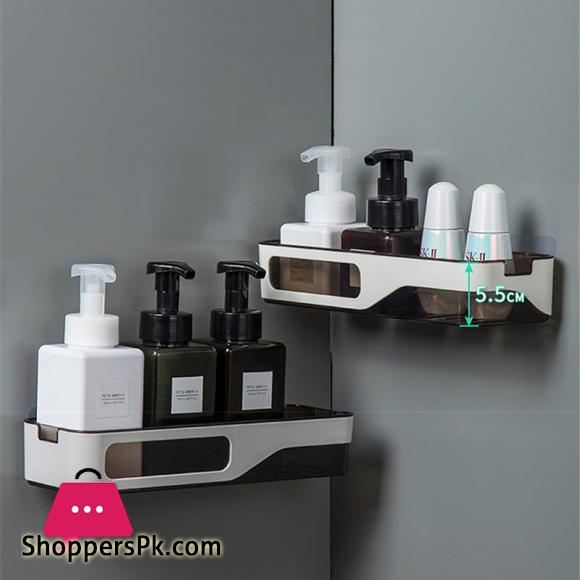 Wall Mounted Bathroom Organizer Shelf Cosmetic Shampoo Storage Rack Kitchen Plastic Holder Household Items Bathroom Accessories