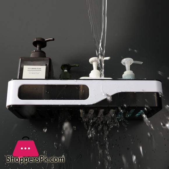 Wall Mounted Bathroom Organizer Shelf Cosmetic Shampoo Storage Rack Kitchen Plastic Holder Household Items Bathroom Accessories