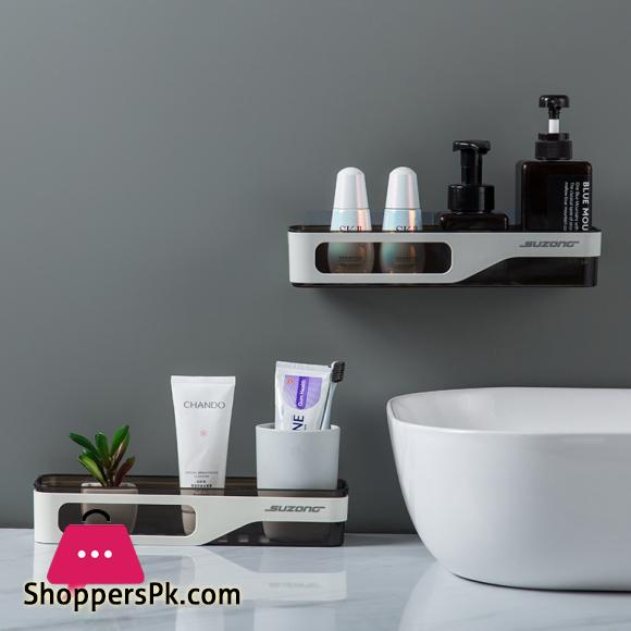Wall Mounted Bathroom Organizer Shelf Cosmetic Shampoo Storage Rack Kitchen Plastic Holder Household Items Bathroom Accessories