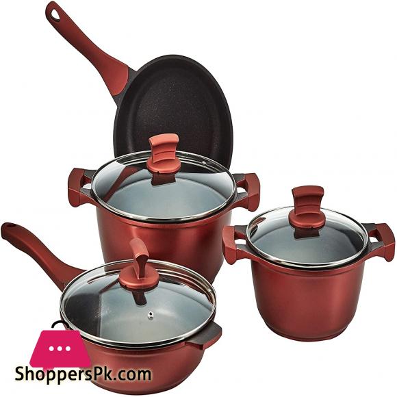 Winsor 9 Pc Cast Aluminum Non Stick Cookware Set, Red WR6004