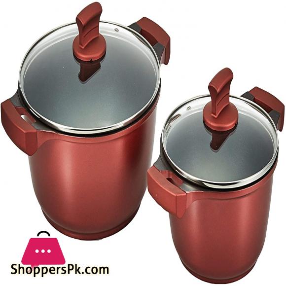 Winsor 9 Pc Cast Aluminum Non Stick Cookware Set, Red WR6004