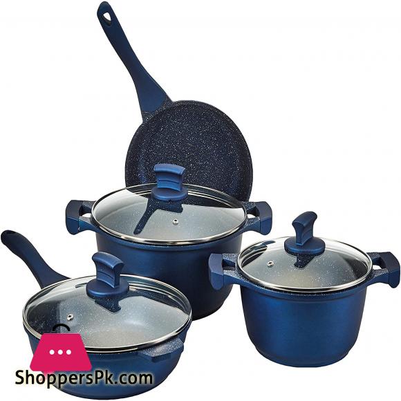 Winsor WR6005 Non-Stick 9 Pieces Cookware Set, Dark Blue, Aluminum