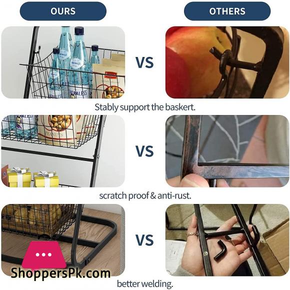 3 Tier Market Basket Stand Fruit Baskets with Removable Baskets 3 Tier Basket