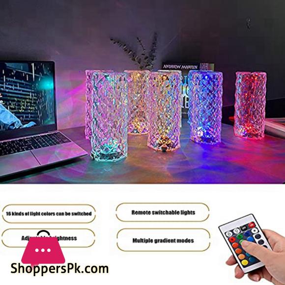 Acrylic Diamond Table Lamp, Adjustable USB Rechargeable Crystal Lamp, Bedside Night Light Decor Bedroom Nightstand Lamps