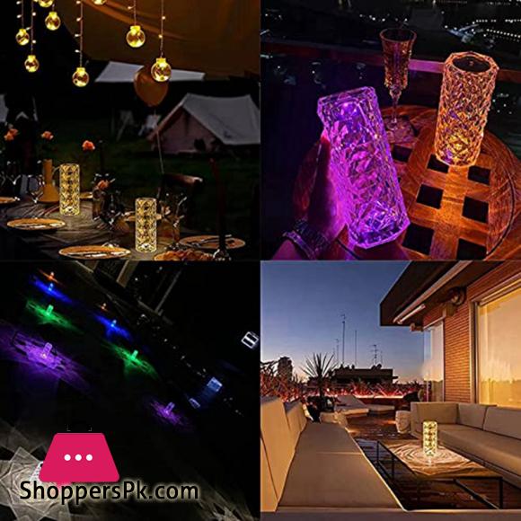 Acrylic Diamond Table Lamp, Adjustable USB Rechargeable Crystal Lamp, Bedside Night Light Decor Bedroom Nightstand Lamps